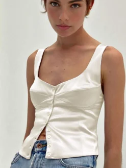 Casual Button-Front Tank Top