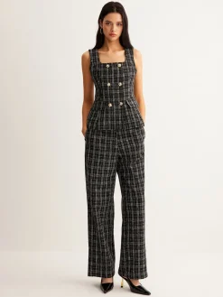Casual Checked Tweed Pants