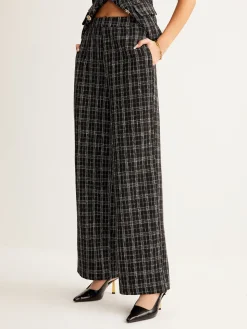 Casual Checked Tweed Pants