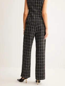Casual Checked Tweed Pants