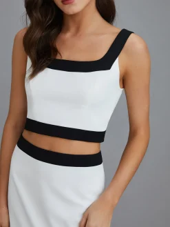 Casual Contrast Short Skirt Set