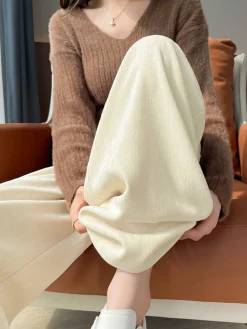 Casual Corduroy Pants Without Belt