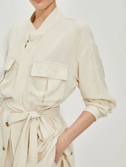Casual Cotton & Linen Shorts Set With Belt