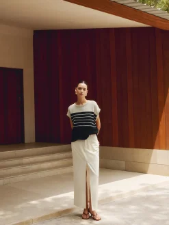 Casual Cotton Blends Striped Knit Top