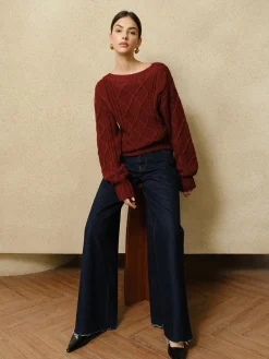 Casual Crew Neck Cable-Knit Top
