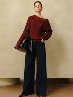 Casual Crew Neck Cable-Knit Top
