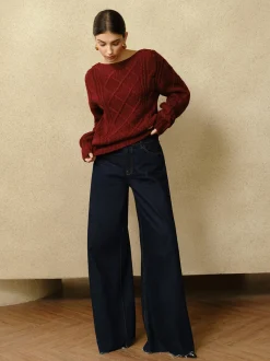 Casual Crew Neck Cable-Knit Top
