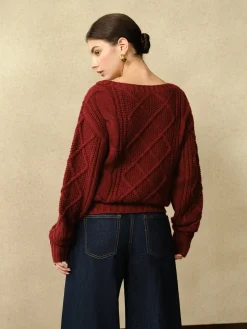 Casual Crew Neck Cable-Knit Top