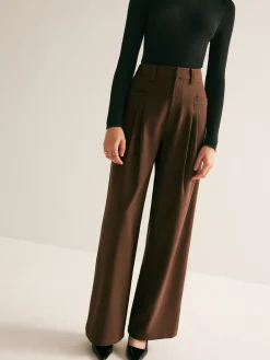 Casual Pleated Mid Waist Pants