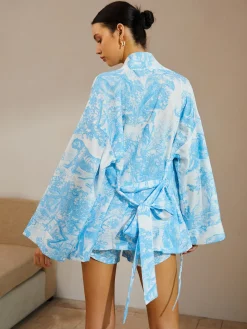 Casual Printed Shorts Set With Belt
