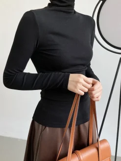 Casual Ribbed Turtleneck Shirt