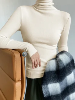 Casual Ribbed Turtleneck Shirt