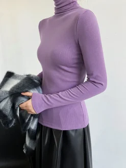 Casual Ribbed Turtleneck Shirt