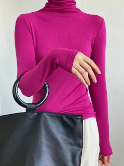 Casual Ribbed Turtleneck Shirt