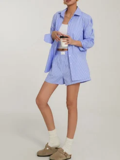 Casual Striped Shorts Set