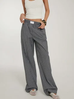 Casual Striped Wide Leg Pants