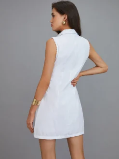 Casual Tie Front Embroidery Short Dress