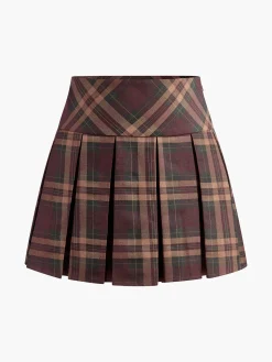 Checked Pleated Mini Skirt