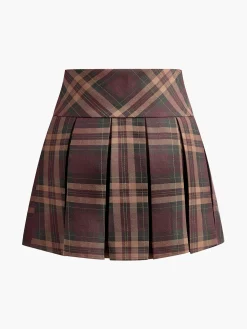 Checked Pleated Mini Skirt