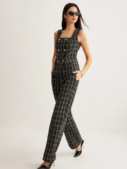 Checked Tweed Button Vest