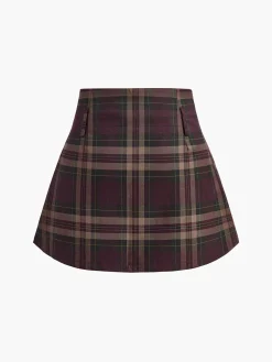 Checked Zipper Mini Skirt