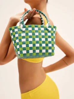 Checkered Print Bucket Bag