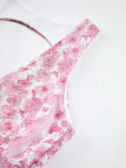 Cherry Blossom Halter Backless Long Dress
