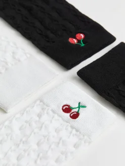 Cherry Embroidered Twist Warm Pile Socks