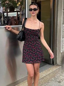 Cherry Print Cami Short Dress