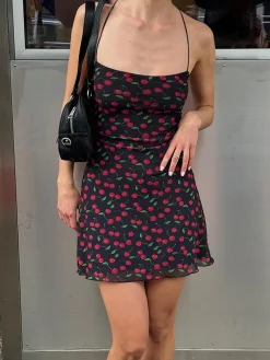 Cherry Print Cami Short Dress