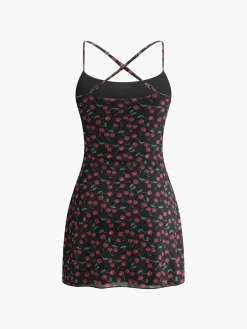 Cherry Print Cami Short Dress