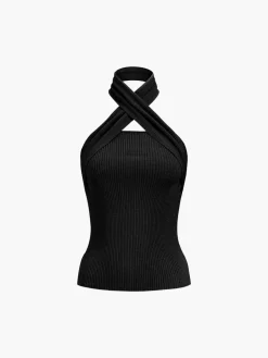 Chestnut Halter Rib Knit Top