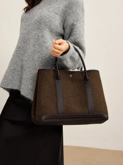 Chevron Button Clasp Tote Bag