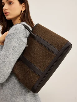 Chevron Button Clasp Tote Bag