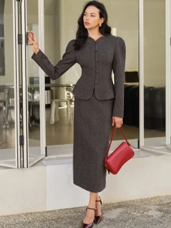 Chevron Button Slim Blazer