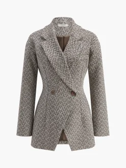 Chevron Lapel Cinched Blazer