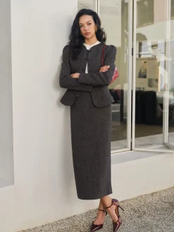 Chevron Split Pockets Skirt