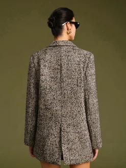 Chevron Tweed Belted Blazer