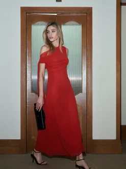 Chiffon Cowl Neck Backless Dress