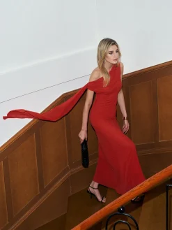 Chiffon Cowl Neck Backless Dress