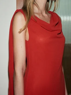 Chiffon Cowl Neck Backless Dress