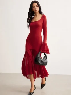 Chiffon Hem Slim Panel Dress