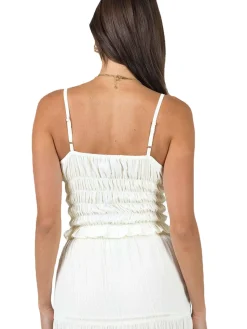 Chiffon Lettuce Trim Tie-Front Cami Top