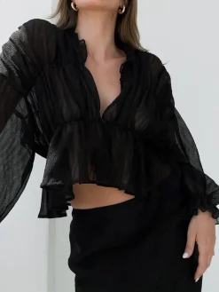 Chiffon Ruffle Detail Blouse