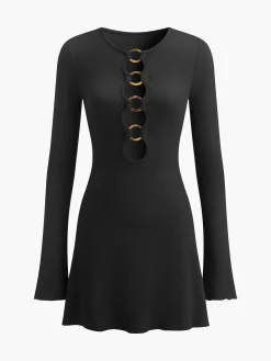 Circle-Ring Cutout Jersey Dress