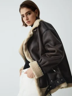 Classic Sherpa Lined Shearling Leather Flight Jacket