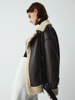 Classic Sherpa Lined Shearling Leather Flight Jacket