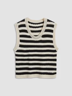 Classy Stripe Crochet Sweater Vest