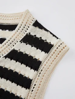 Classy Stripe Crochet Sweater Vest