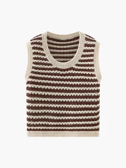 Classy Stripe Crochet Sweater Vest